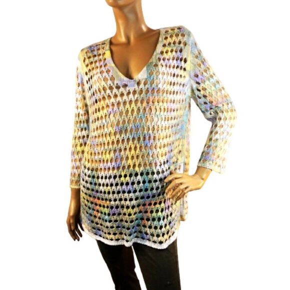 Open Stitch Multicolor Crochet Tunic Boho - Picture 3 of 7